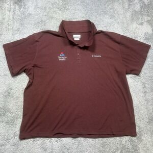 Columbia Utilizer Polo Shirt Mens 2XL Maroon Short Sleeve Omni-Shade Logo *SHORT